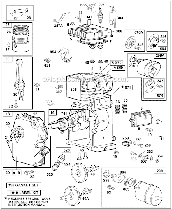 Page A Diagram and Parts List for 60100SERIES 1015, 1016, 1111, 1130-1222, 1300-1310, 4001-4010, 4015, 4016 Briggs and Stratton Engine